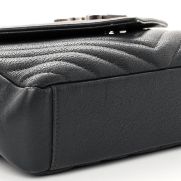 YSL Sheepskin Matelasse Chevron Monogram Medium College Bag - Picture 3 of 12